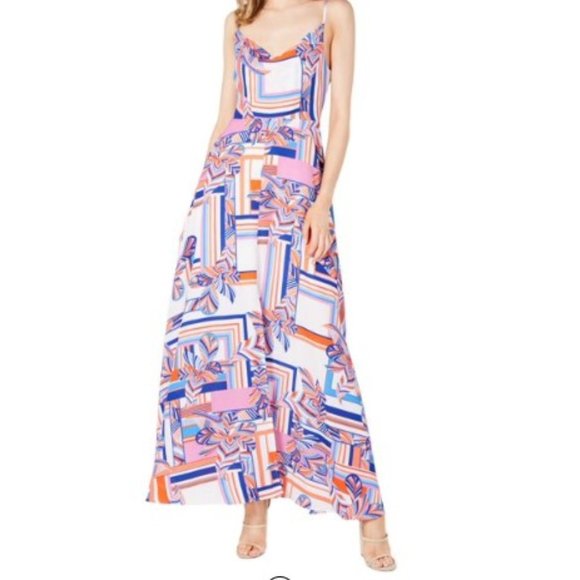 Foxiedox Kai Geometric Floral Multi Print Chiffon Maxi Dress Size X … - Picture 1 of 16